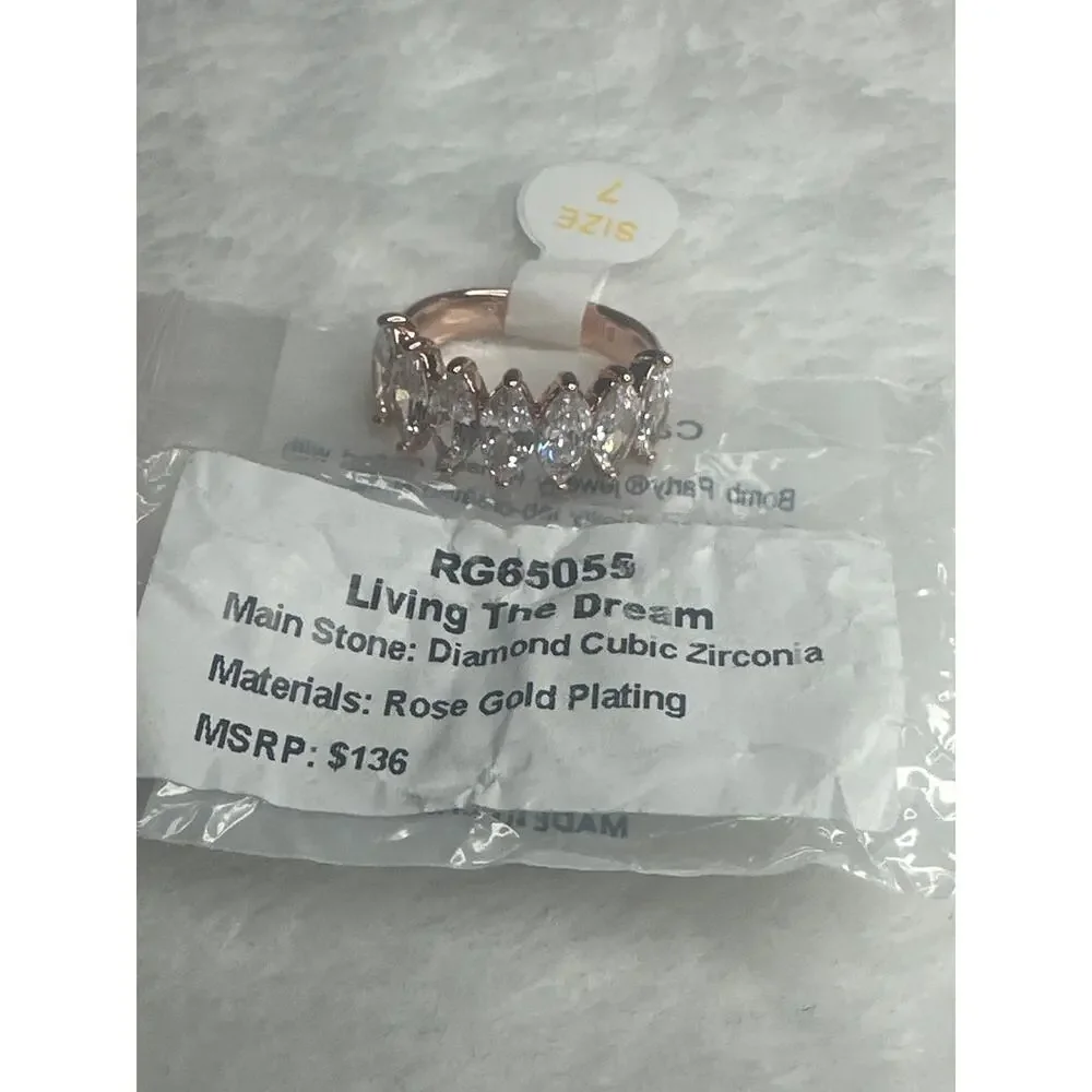 Bomb Party RG65055 Size 7 Living the dream diamond CZ and rose gold plating